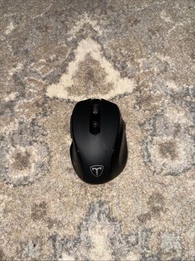 Wireless Black Computer Mouse with Shield Logo